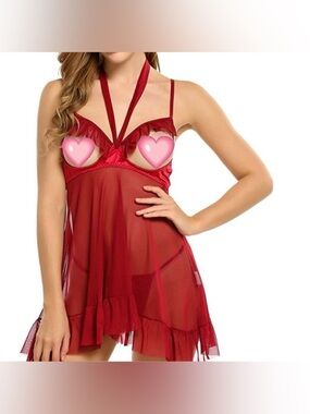💎 New 💎  Open-Cup Mesh Babydoll Chemise Set Size M 💎